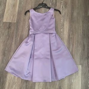 Helena lilac little girls satin party dress with iridescent crystals